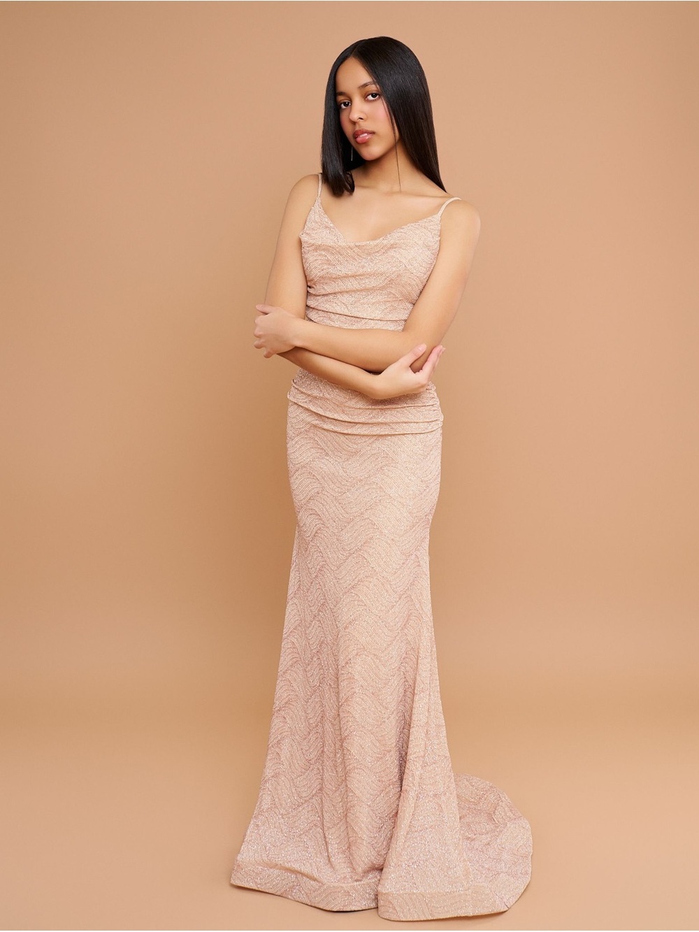 Windsor Blush Nude Lace Maxi Dress